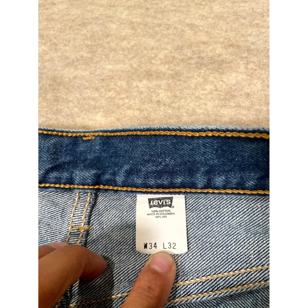 Levi's 501 Jeans Men‎ 34x32 Blue Denim Cotton 5-Pockets Straight Leg Mid Rise